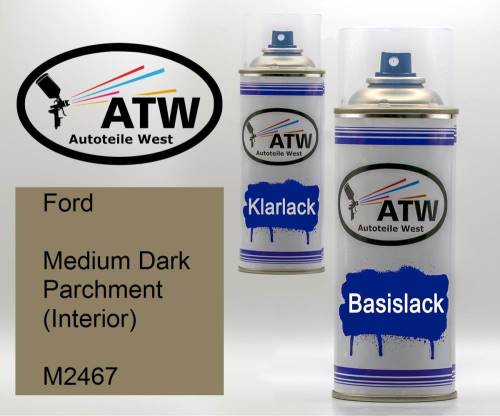 Ford, Medium Dark Parchment (Interior), M2467: 400ml Sprühdose + 400ml Klarlack - Set, von ATW Autoteile West.